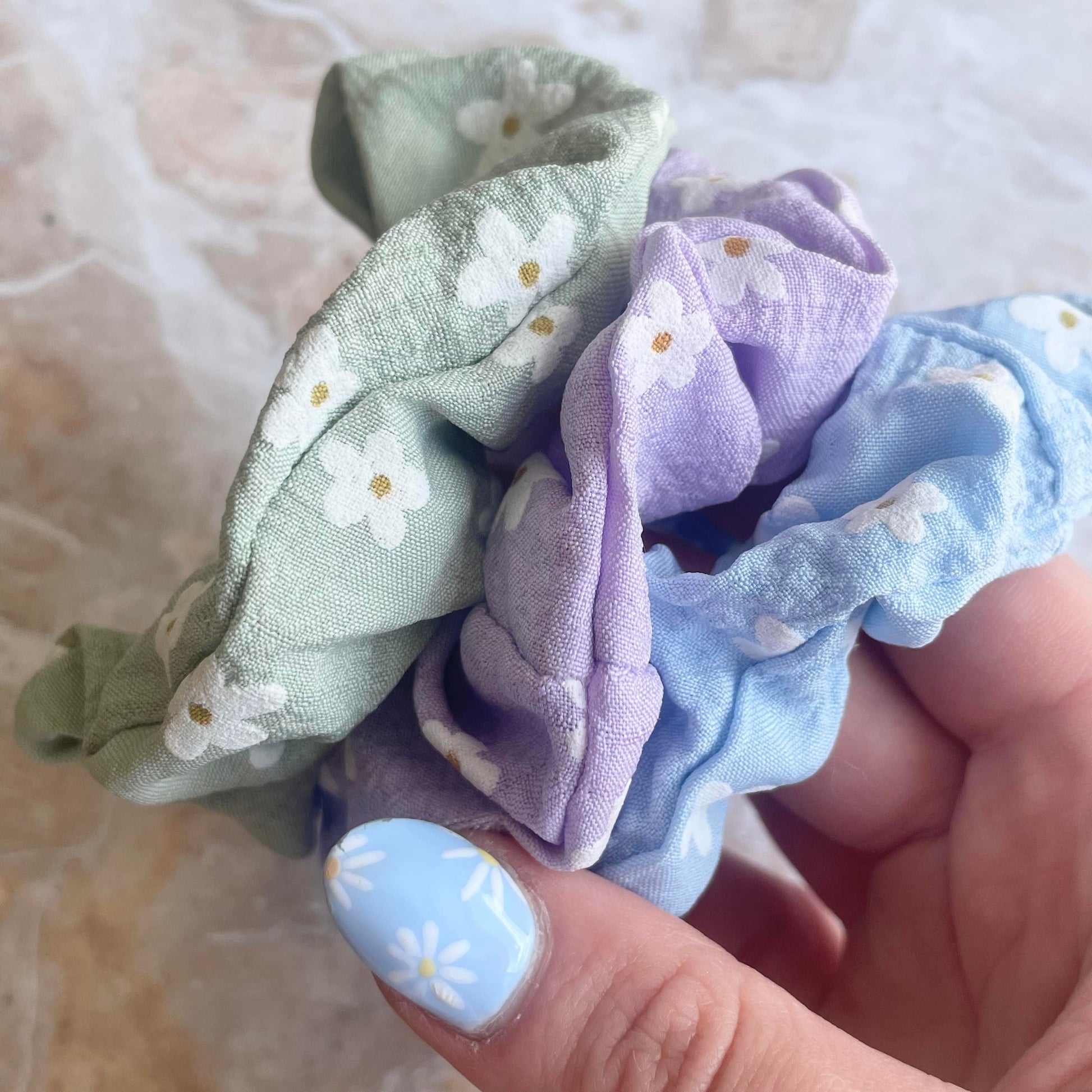 Daisy Scrunchie Sage-Scrunchies-Southern Jewellery Co.-Wholesale Fashion Jewellery Australia