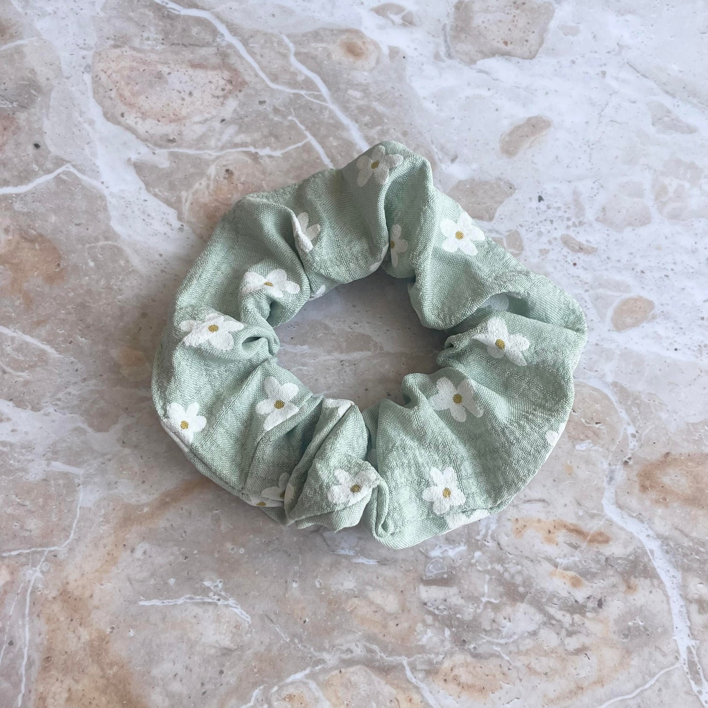 Daisy Scrunchie Sage-Scrunchies-Southern Jewellery Co.-Wholesale Fashion Jewellery Australia