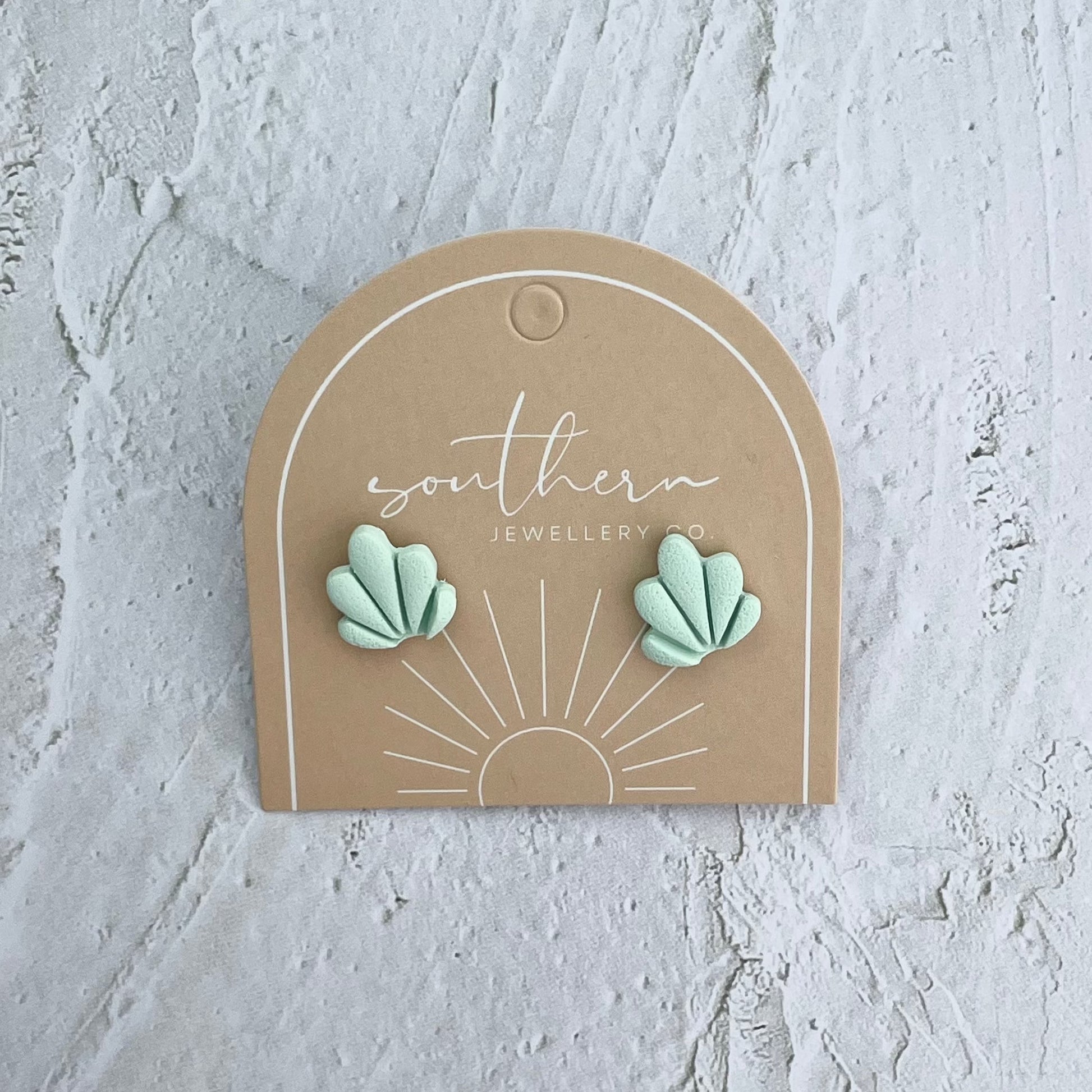 MINT PASTEL SHELL STUDS-Earrings-Southern Jewellery Co.-Wholesale Fashion Jewellery Australia