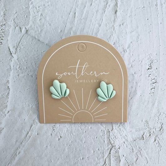 MINT PASTEL SHELL STUDS-Earrings-Southern Jewellery Co.-Wholesale Fashion Jewellery Australia