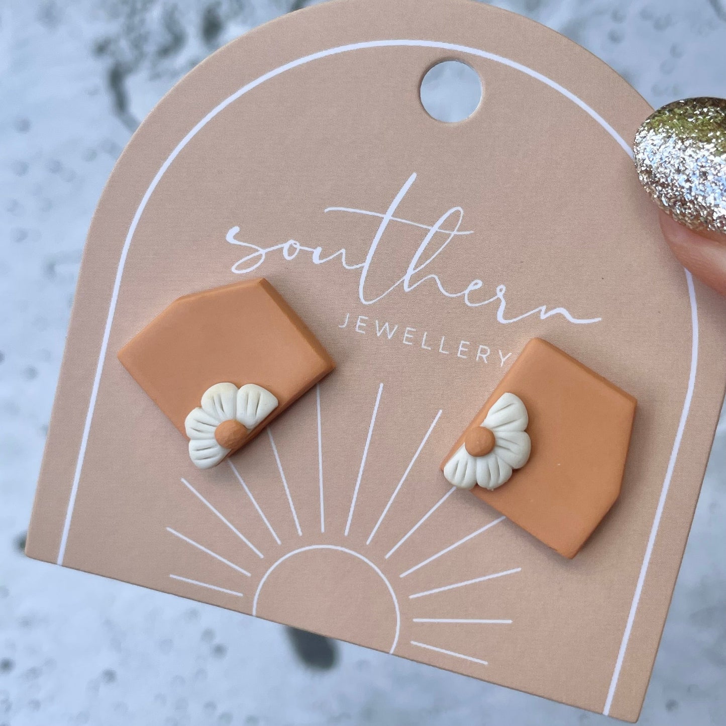 TERRACOTTA TILE STUDS-Earrings-Southern Jewellery Co.-Wholesale Fashion Jewellery Australia